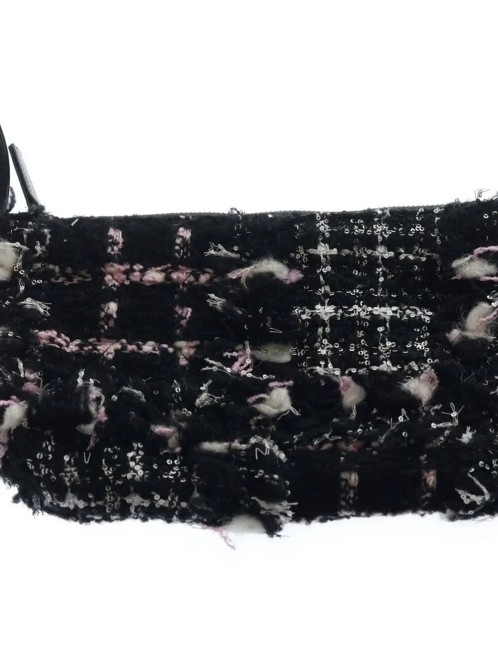 Chanel 22 Small Chain Tote Black Pink Tweed Silver